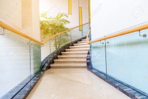 glass staircase railing in hotels by Brooklynz